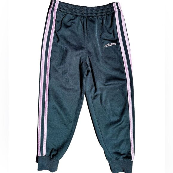 Adidas 5T Girls  Black/Pink Track Pants - Picture 1 of 4